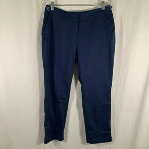 Lady Hagen Golf Pants Women's 8 Solid Blue Mid Rise Button Zip Cotton Blend